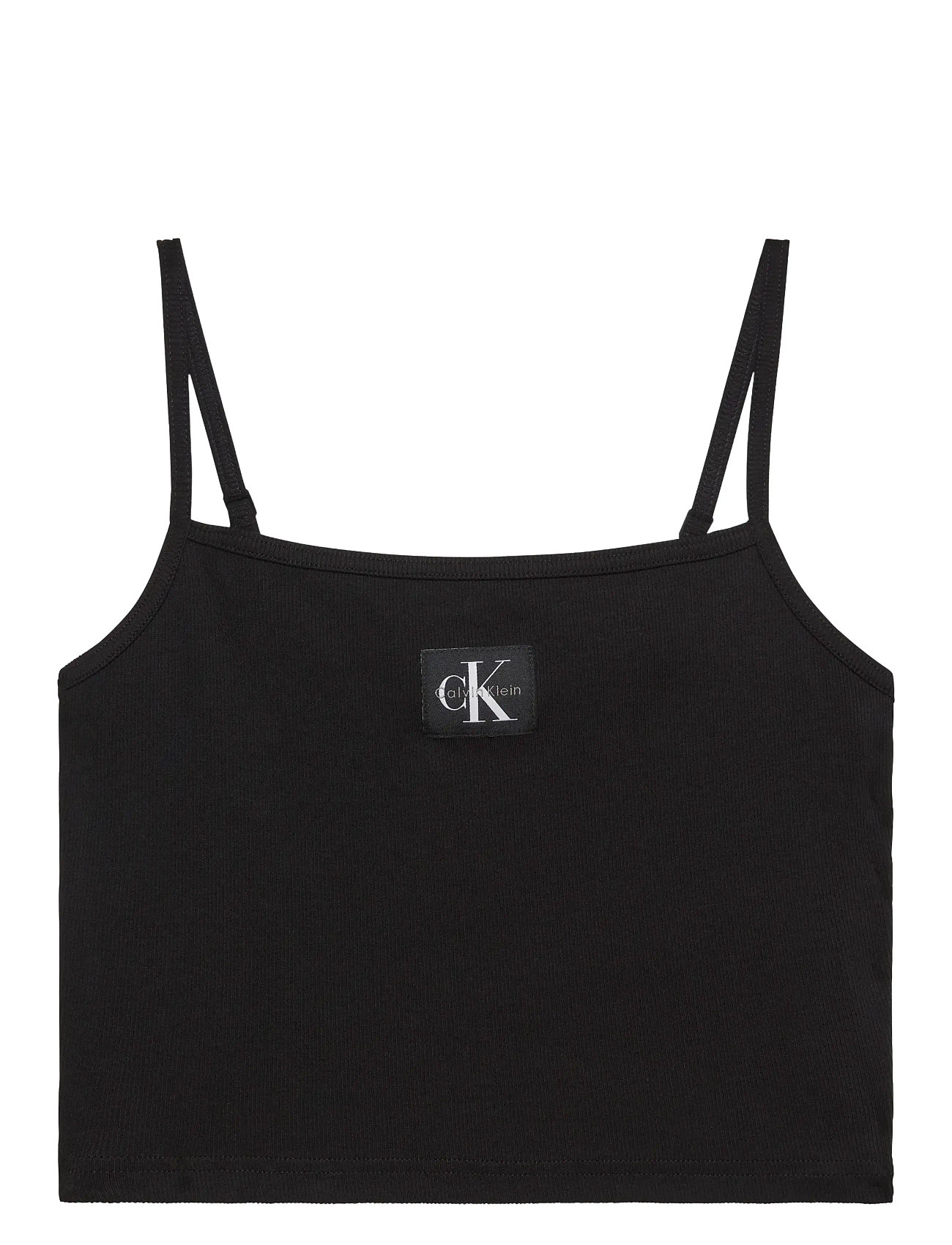 CALVIN KLEIN JEANS A- Woven Label Rib Cami Schwarz - M - Damen