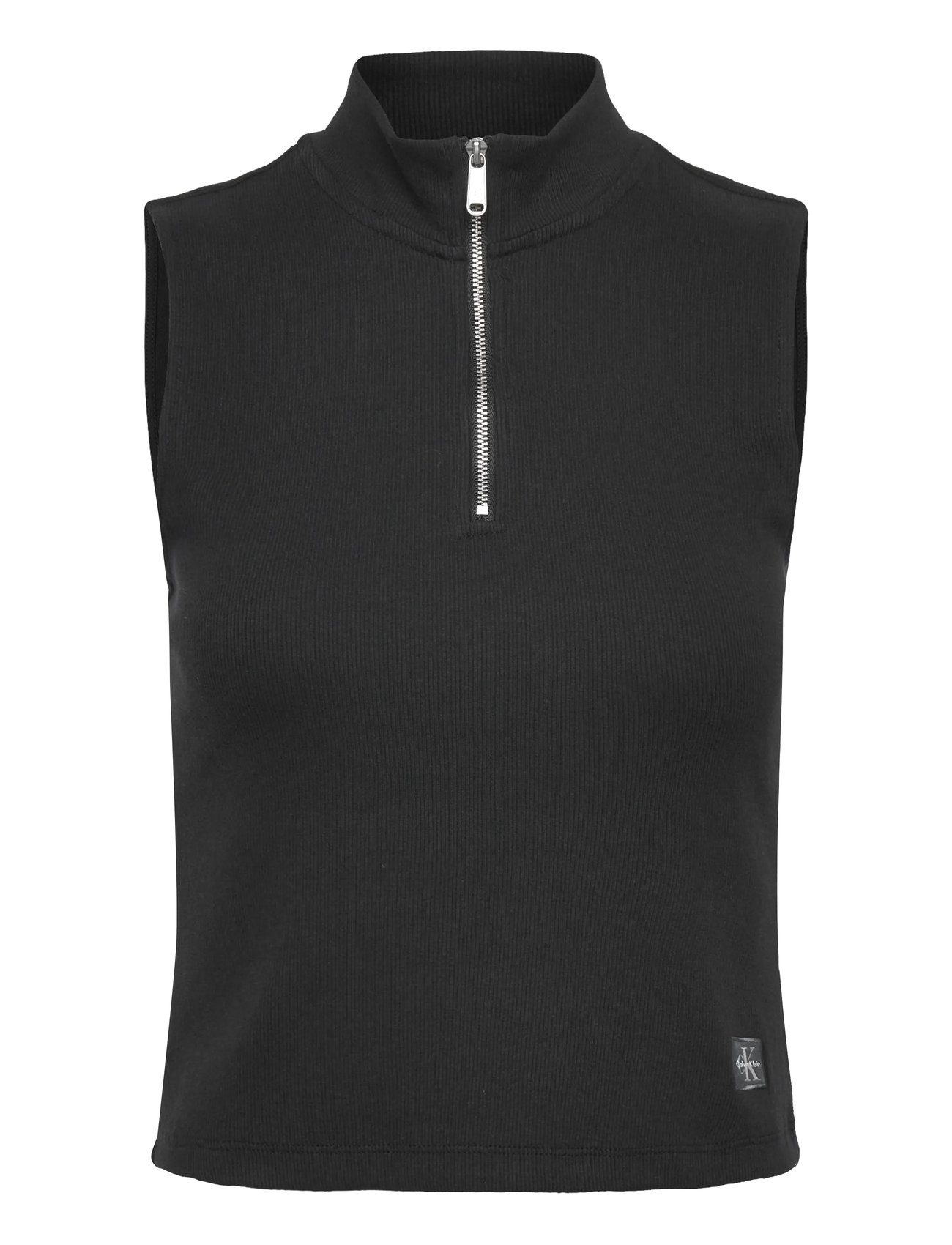 CALVIN KLEIN JEANS A- Woven Label Sl Qz Oberteil Schwarz - L - Damen