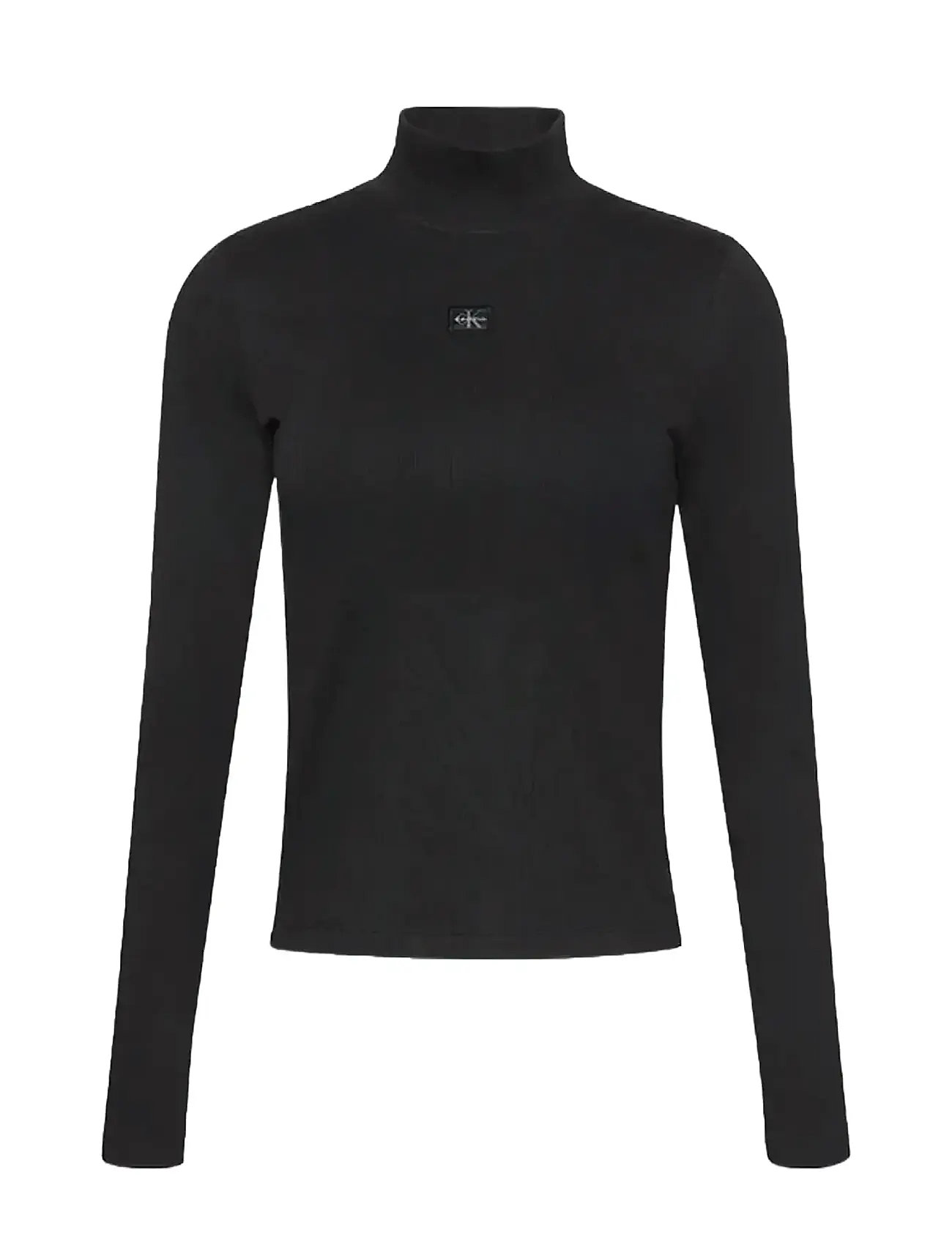 CALVIN KLEIN JEANS Ls Woven Label Rollkragen Schwarz - L - Damen