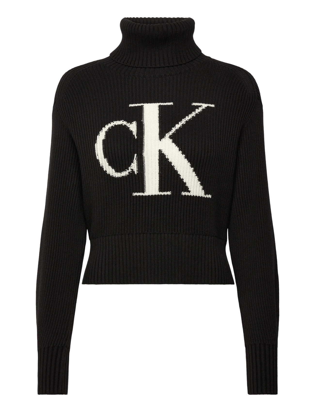 CALVIN KLEIN JEANS Blown Up Ck Loose Pullover Contra Schwarz - S - Damen