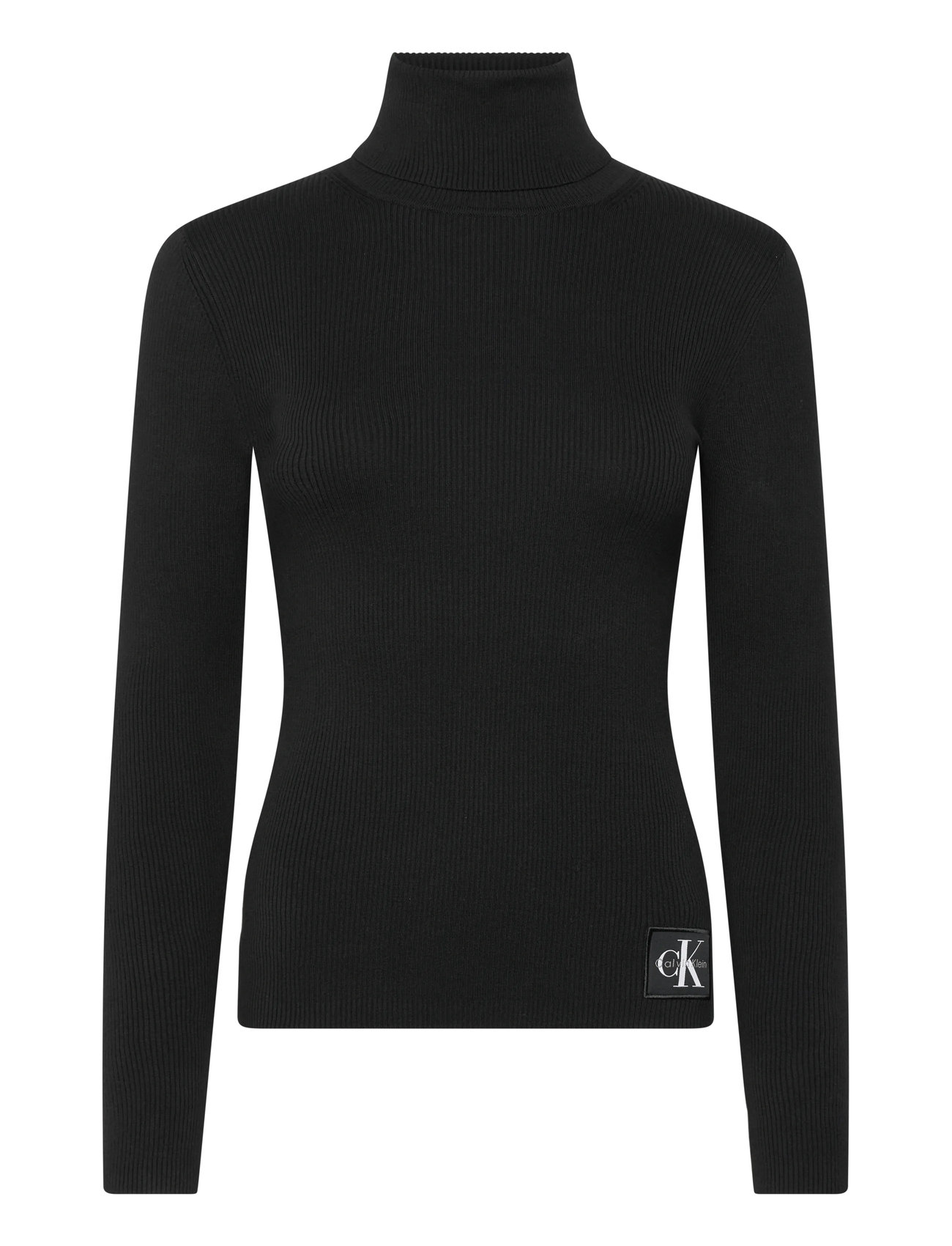 CALVIN KLEIN JEANS Woven Label Roll Neck Schwarz - XXS - Damen