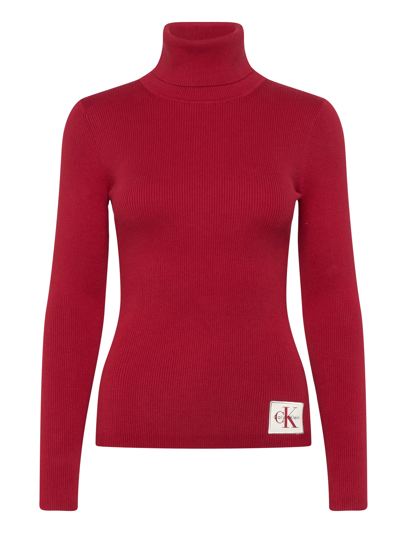 Calvin Klein Jeans Woven Label Roll Neck, XXS, Red, Strik > Rullekrave, Dame