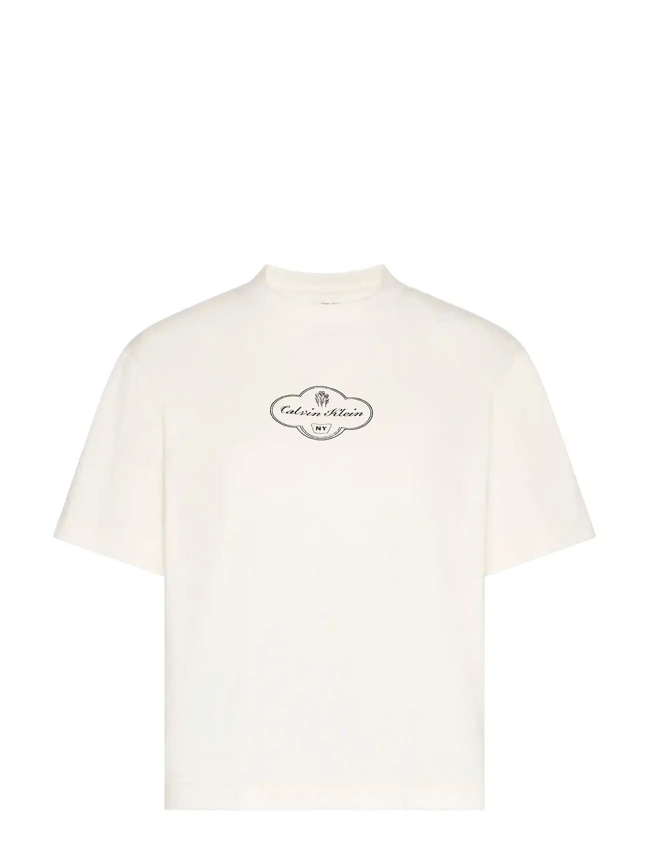 CALVIN KLEIN JEANS Ss Boxy Coctail Logo Tee Cream - L - Damen