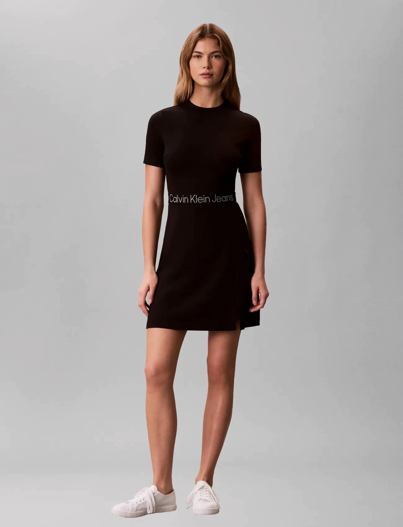Calvin Klein Jeans Tape Milano Ss Dress, L, Black, Kjoler > Kort Kjole, Dame