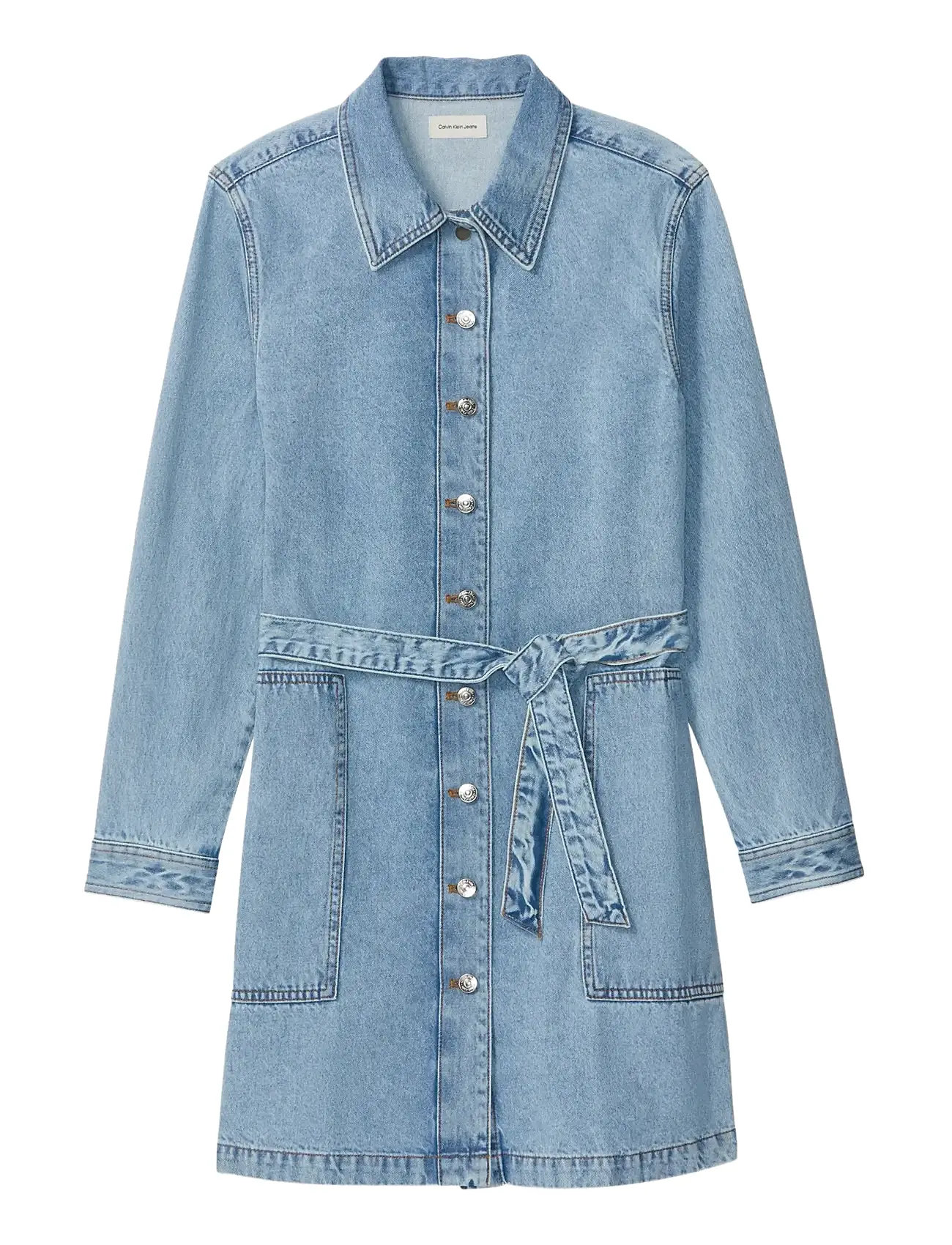 CALVIN KLEIN JEANS Belted Denim Mini Kleid Coastal Blau - M - Damen