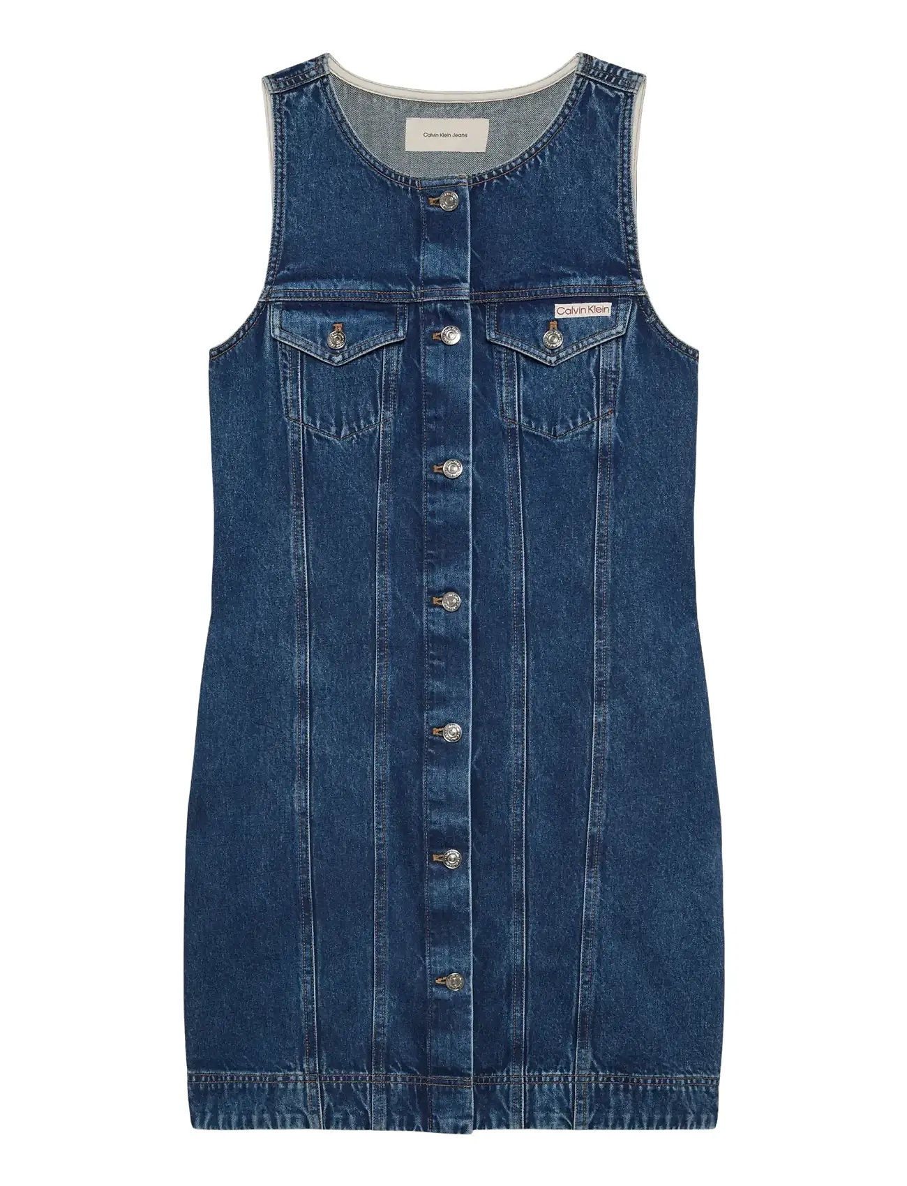 CALVIN KLEIN JEANS Whs Slvls Mini Trucker Kleid Mad Blau - S - Damen