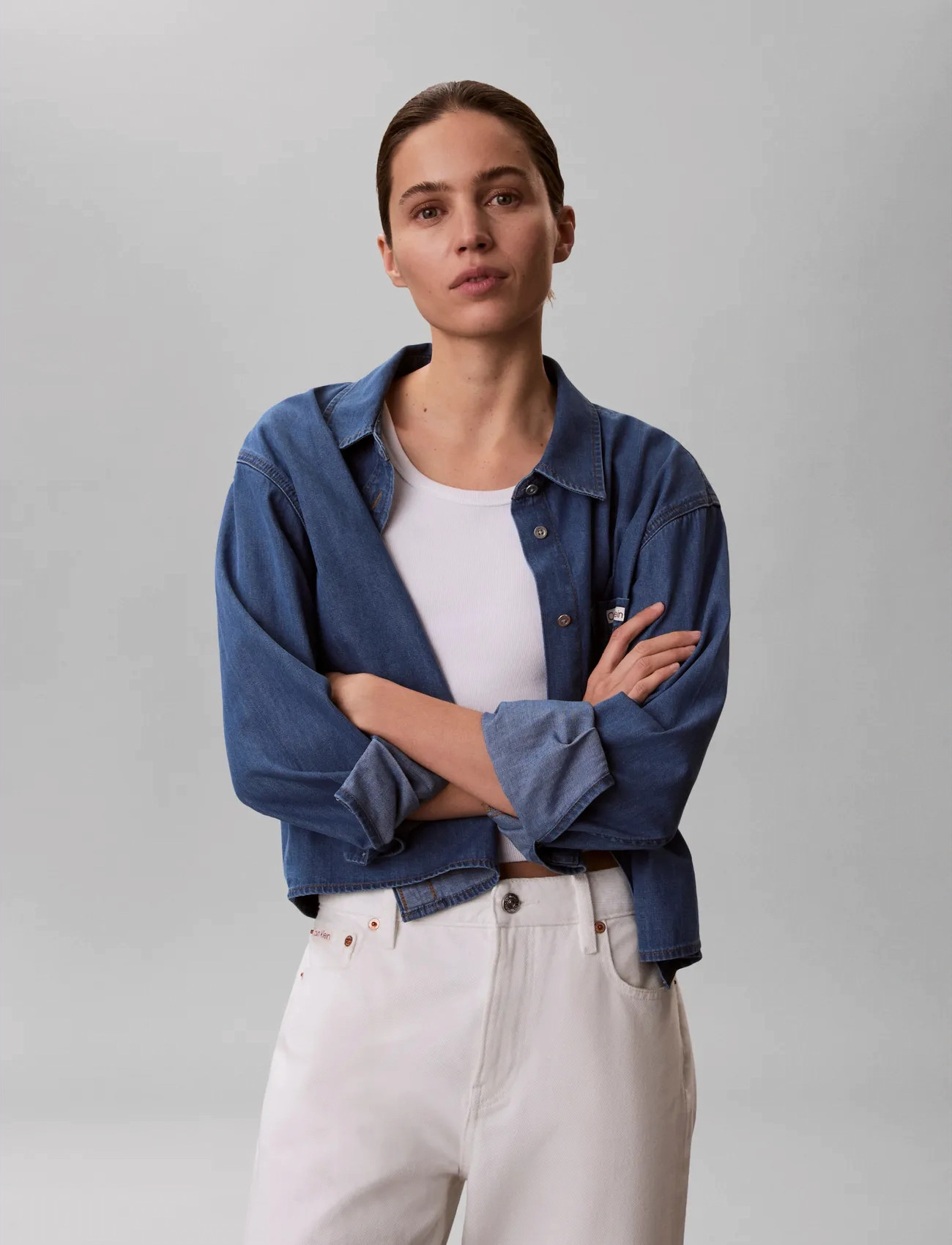 Calvin Klein Jeans New Dad Shirt Annapolis Sky, XS, Blue, Skjorter > Denim-Skjorter, Dame