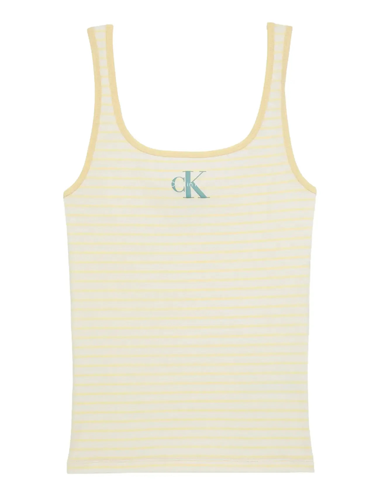 CALVIN KLEIN JEANS Gestreift Monologo Scoop Nk Rib Ta Gelb - XS - Damen