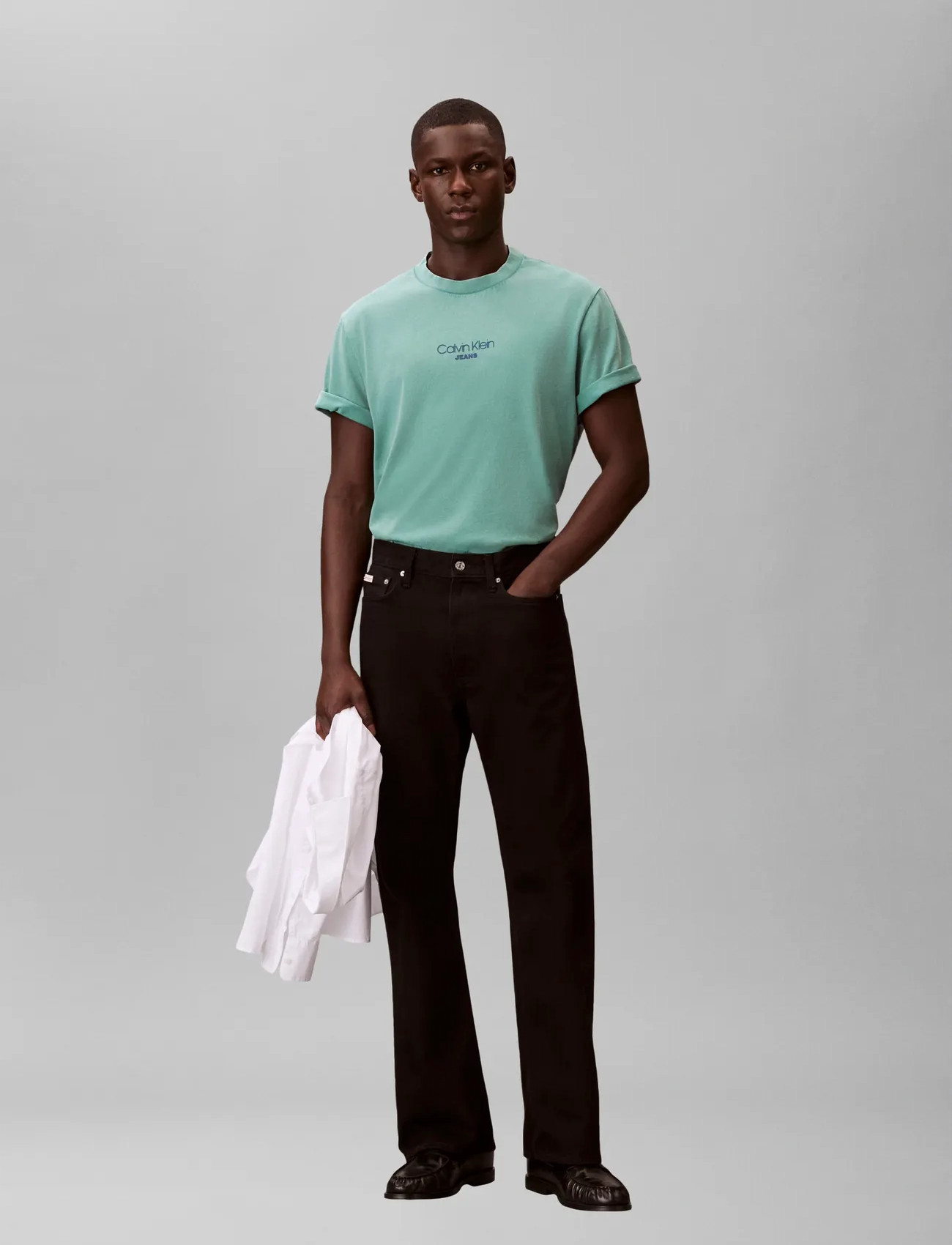 Calvin Klein Jeans Ss 20S Acid Wash Graphic Crewnk, S, Green, T-Shirts > Kortærmede, Herre