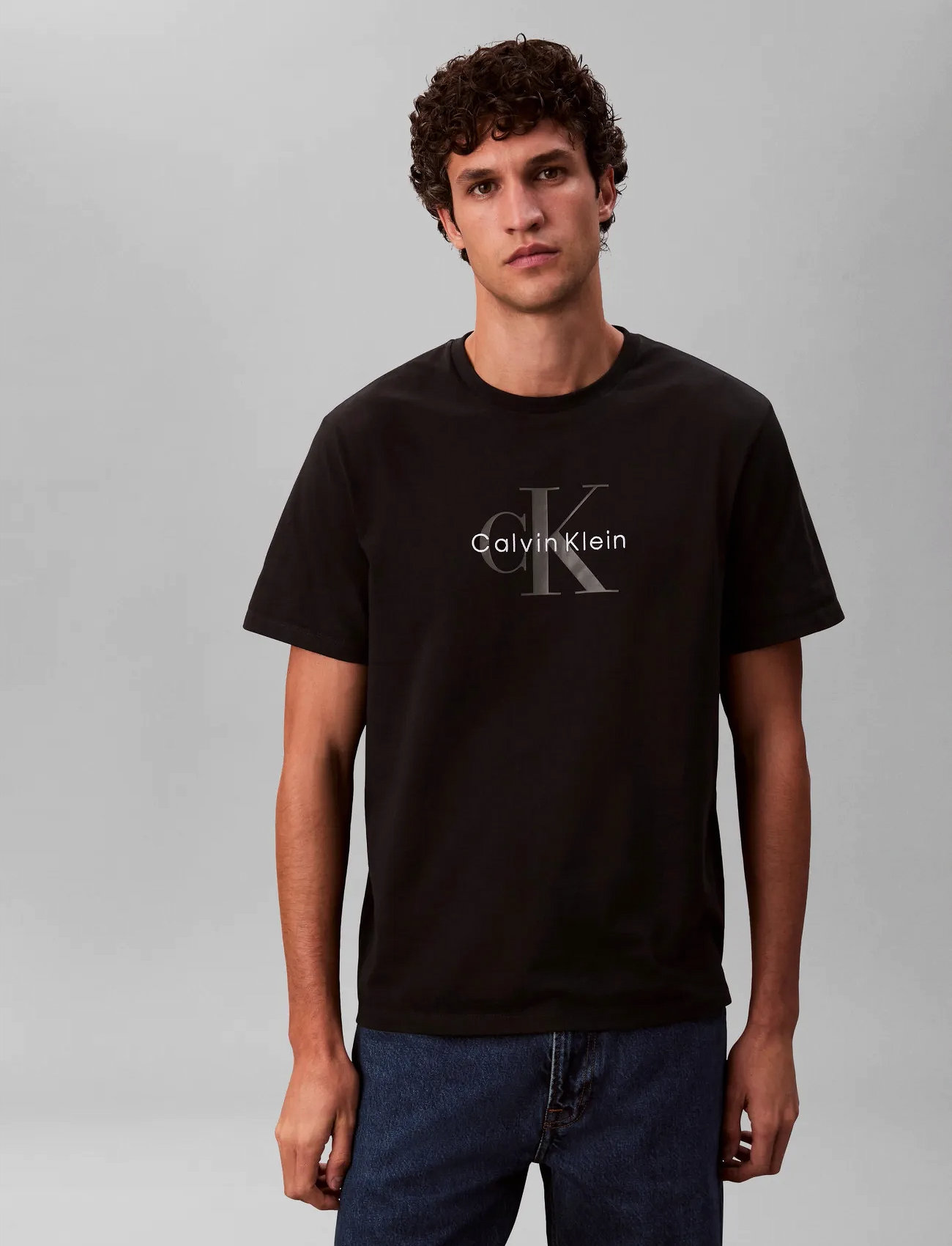 Calvin Klein Jeans Ss Hero Monologo Tee 20S, S, Black, T-Shirts > Kortærmede, Herre