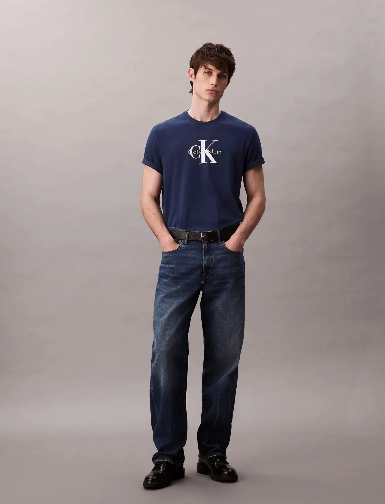 Calvin Klein Jeans Ss Hero Monologo Tee 20S, M, Blue, T-Shirts > Kortærmede, Herre