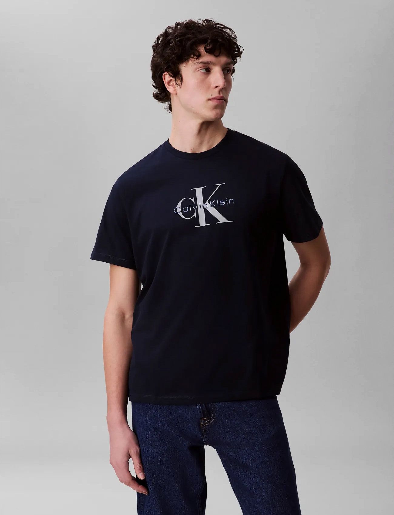 Calvin Klein Jeans Ss Hero Monologo Tee 20S, M, Navy, T-Shirts > Kortærmede, Herre