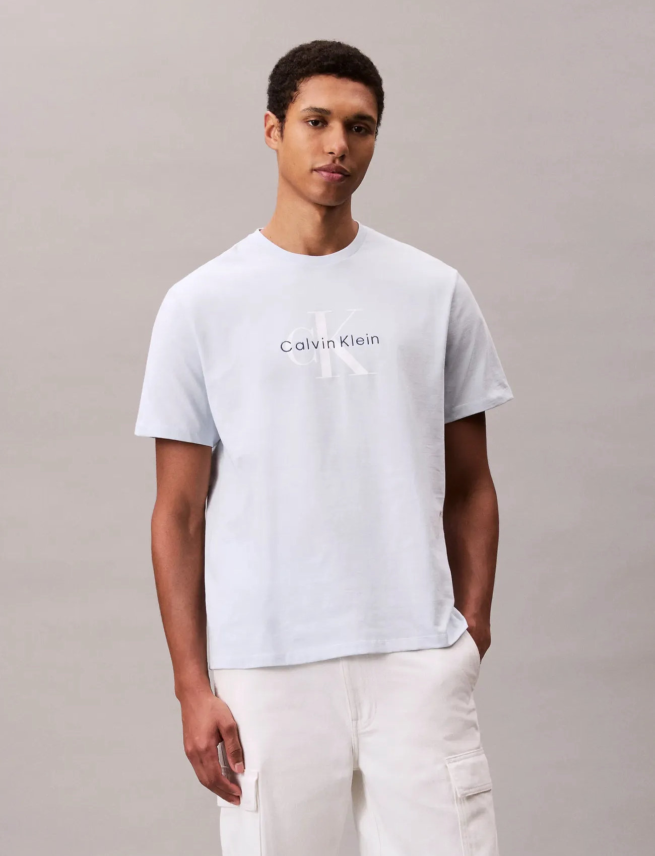 Calvin Klein Jeans Ss Hero Monologo Tee 20S, L, Blue, T-Shirts > Kortærmede, Herre