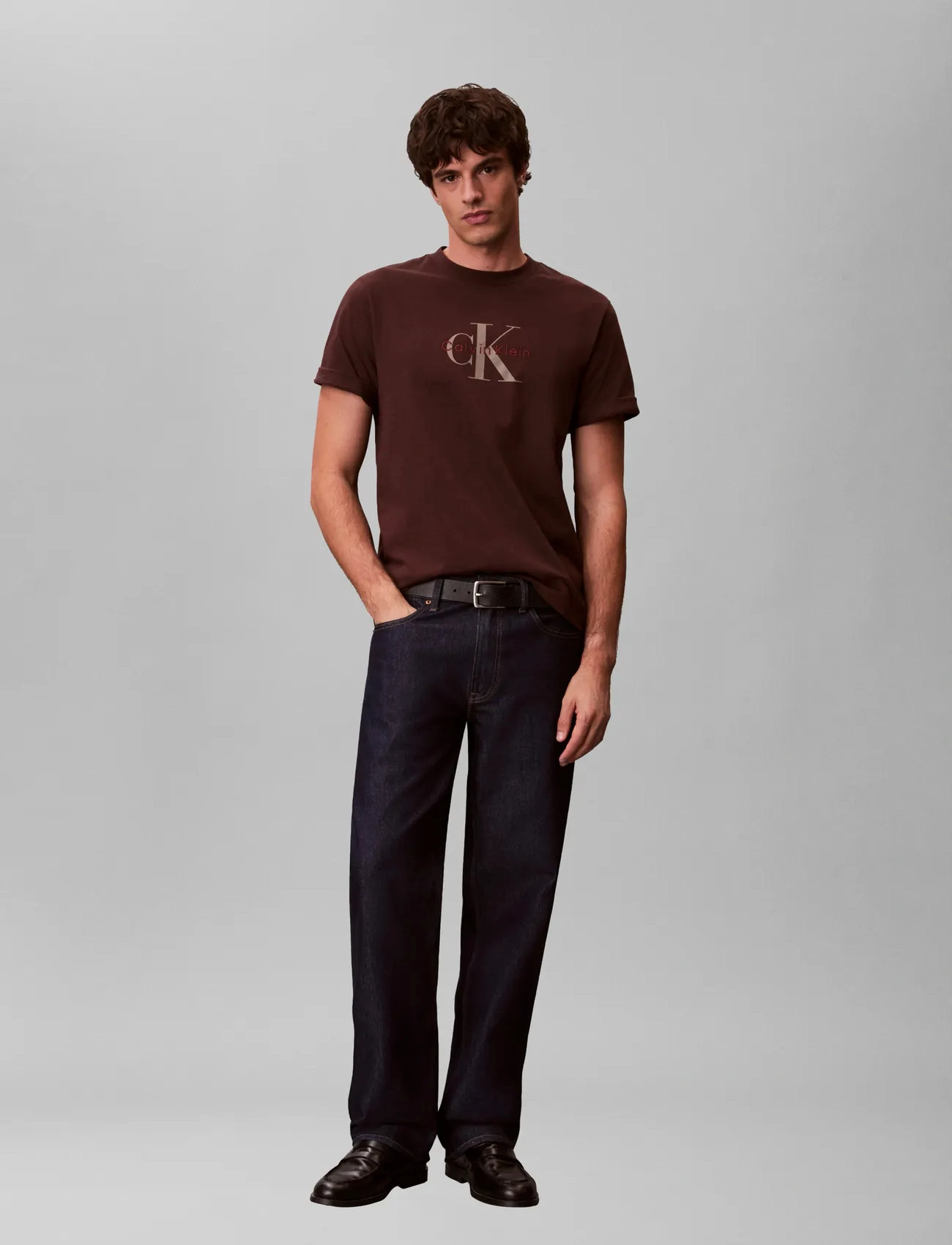 Calvin Klein Jeans Ss Hero Monologo Tee 20S, L, Brown, T-Shirts > Kortærmede, Herre