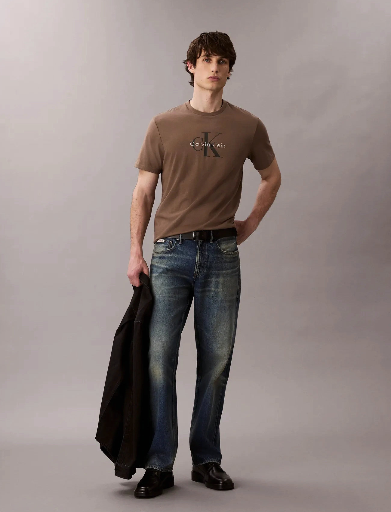 Calvin Klein Jeans Ss Hero Monologo Tee 20S, XXL, Brown, T-Shirts > Kortærmede, Herre