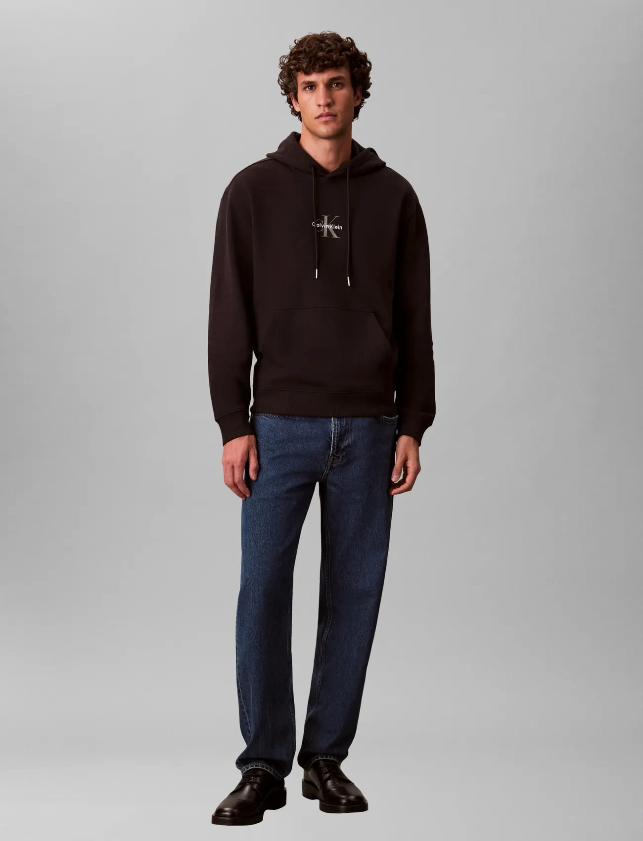 Calvin Klein Jeans Ls Eu 350Terry Micro Monologo Ho, XS, Black, Sweatshirts & Hættetrøjer > Hættetrøjer, Herre