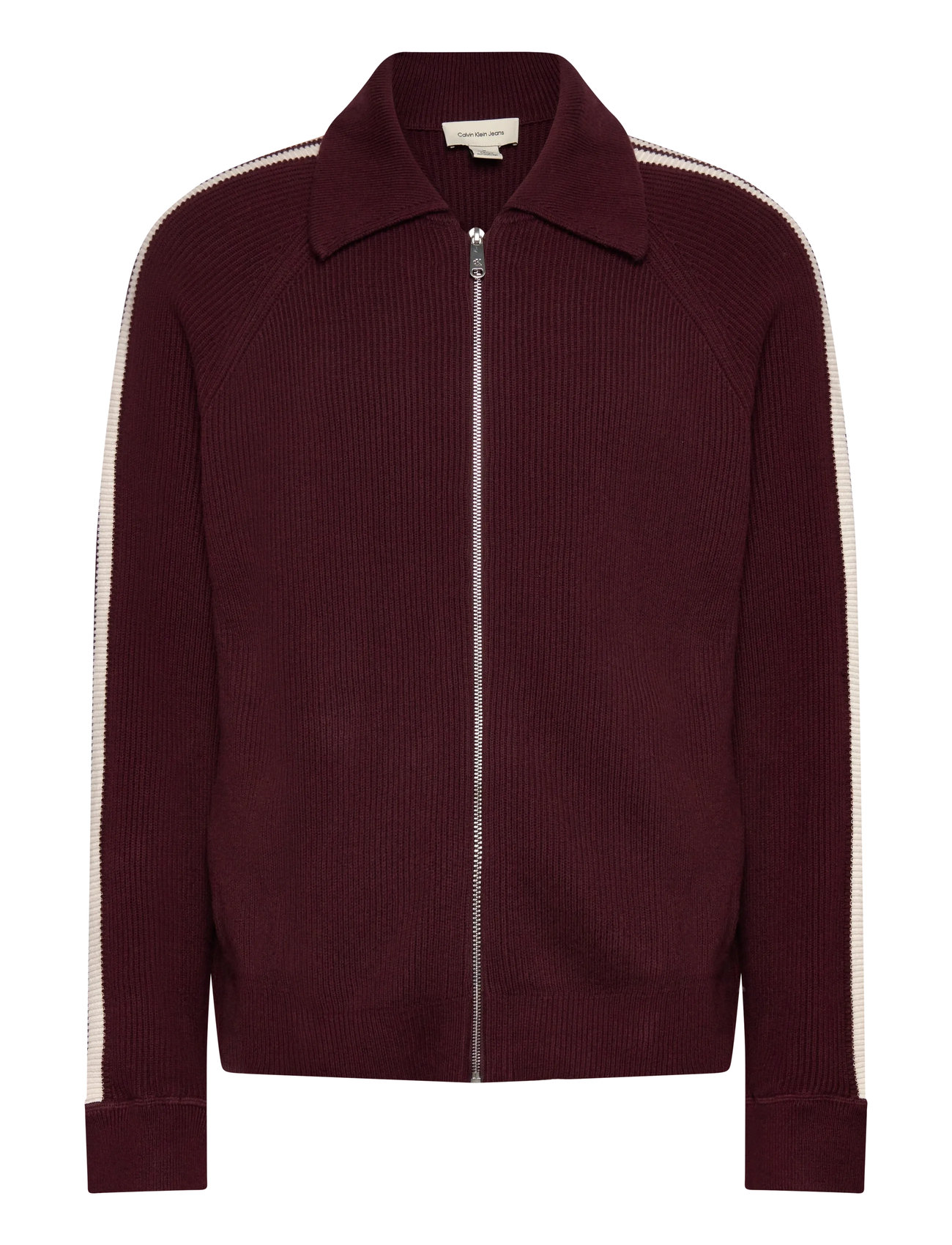 CALVIN KLEIN JEANS Ls Racing Stripe Fz Pullover 9Gg Burgundy - XXL - Herren