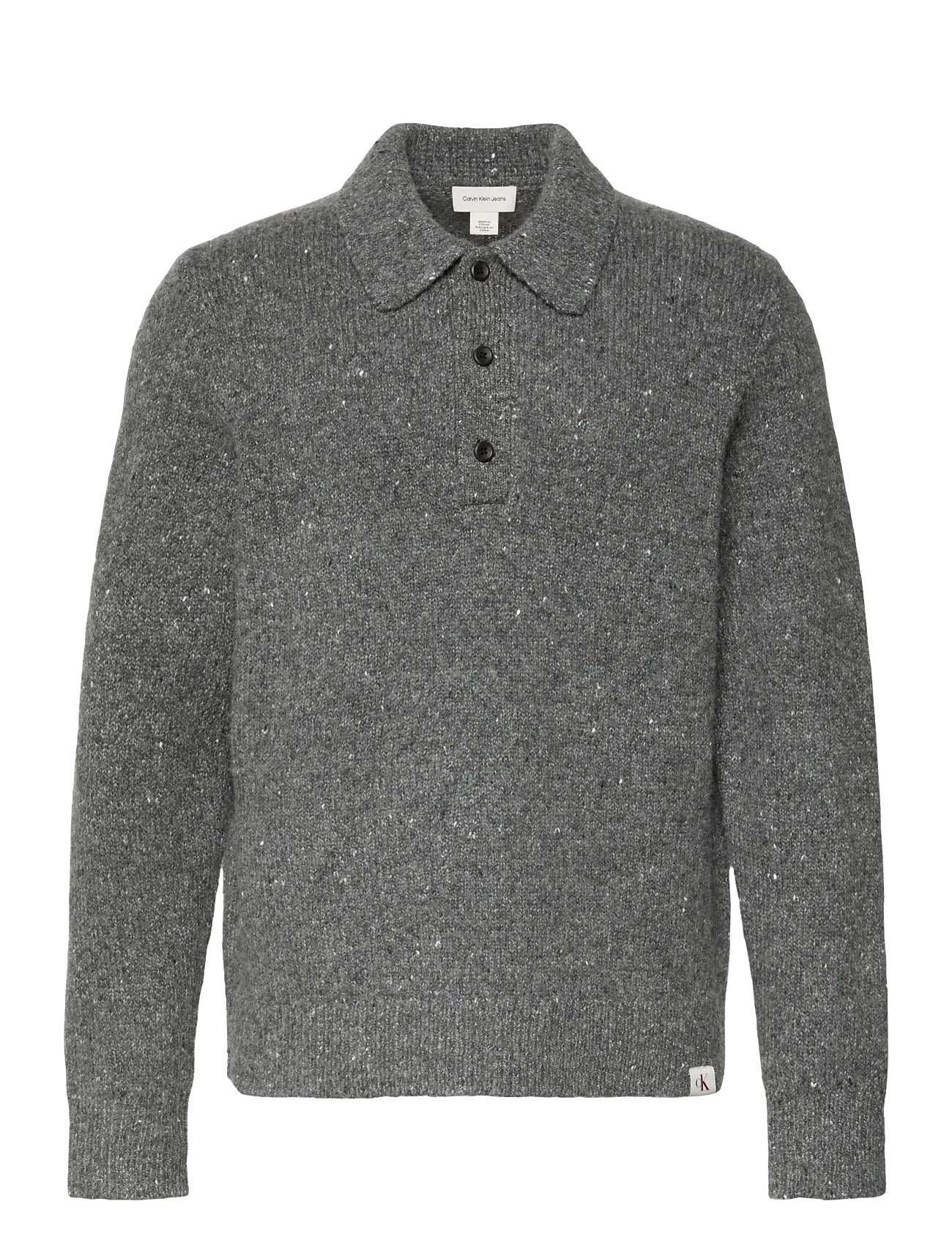 CALVIN KLEIN JEANS Ls Nep Yarn Polo Pullover 3Gg Grau - XS - Herren