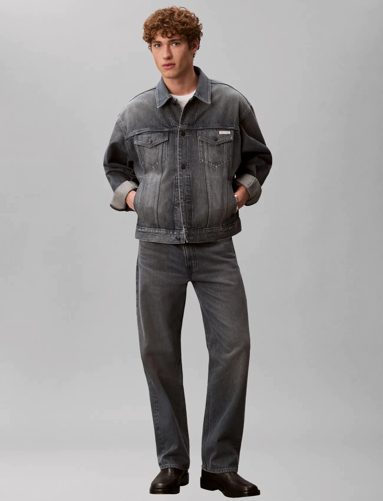 Calvin Klein Jeans 90S Blue Ash Stone Trucker, XL, Blue, Denim > Unlined Denim Jackets, Herre