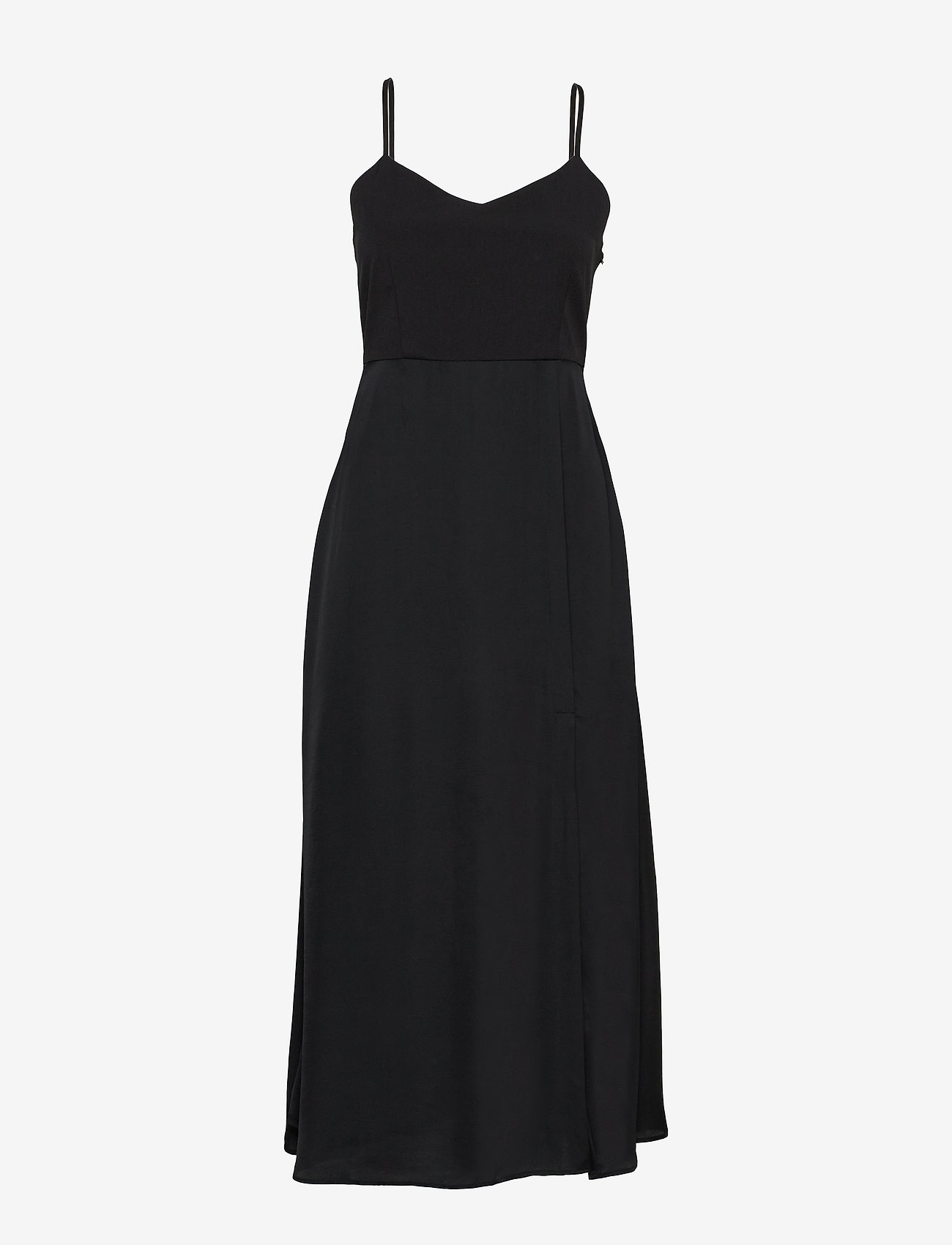 black maxi slip dress