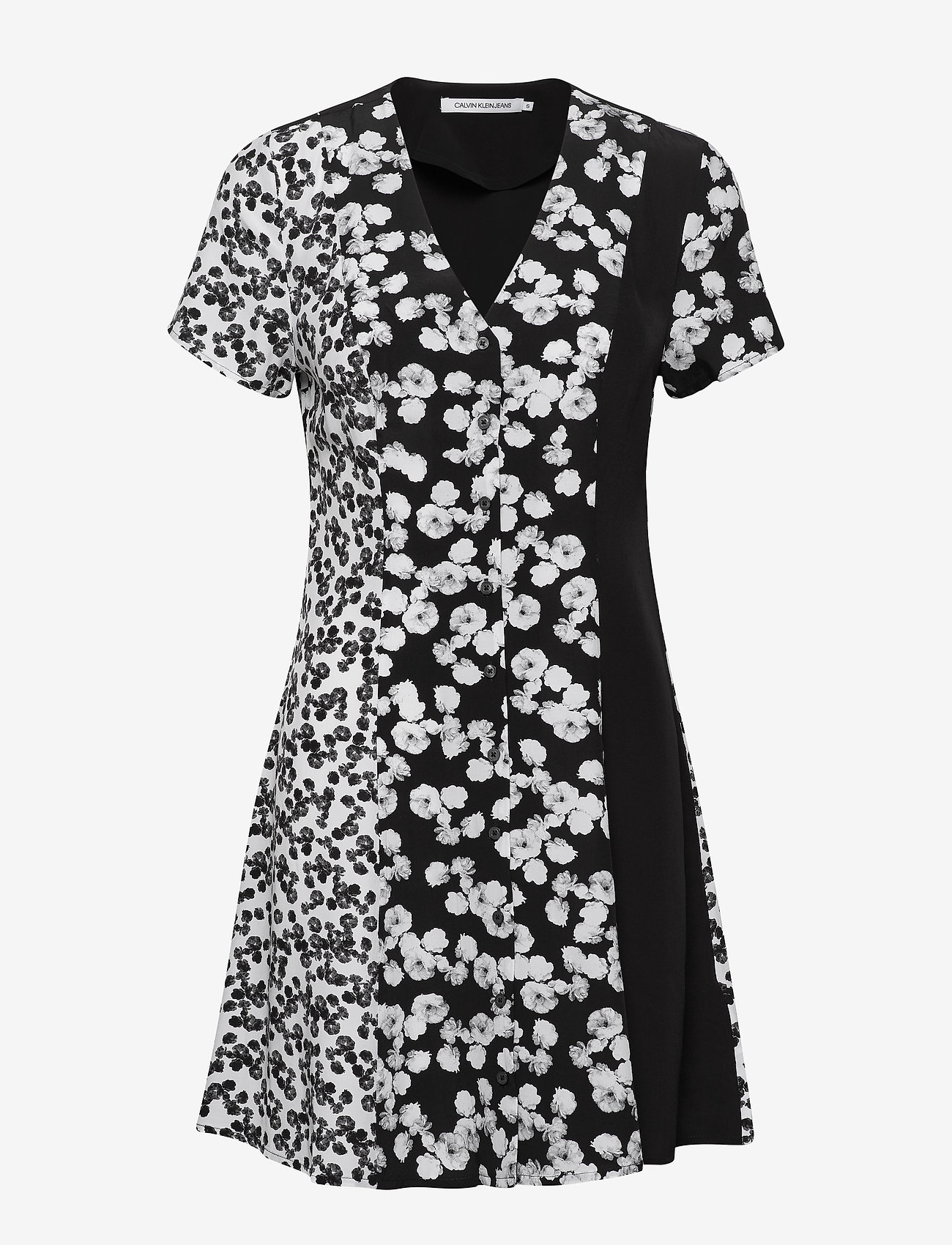 calvin klein black and white floral dress