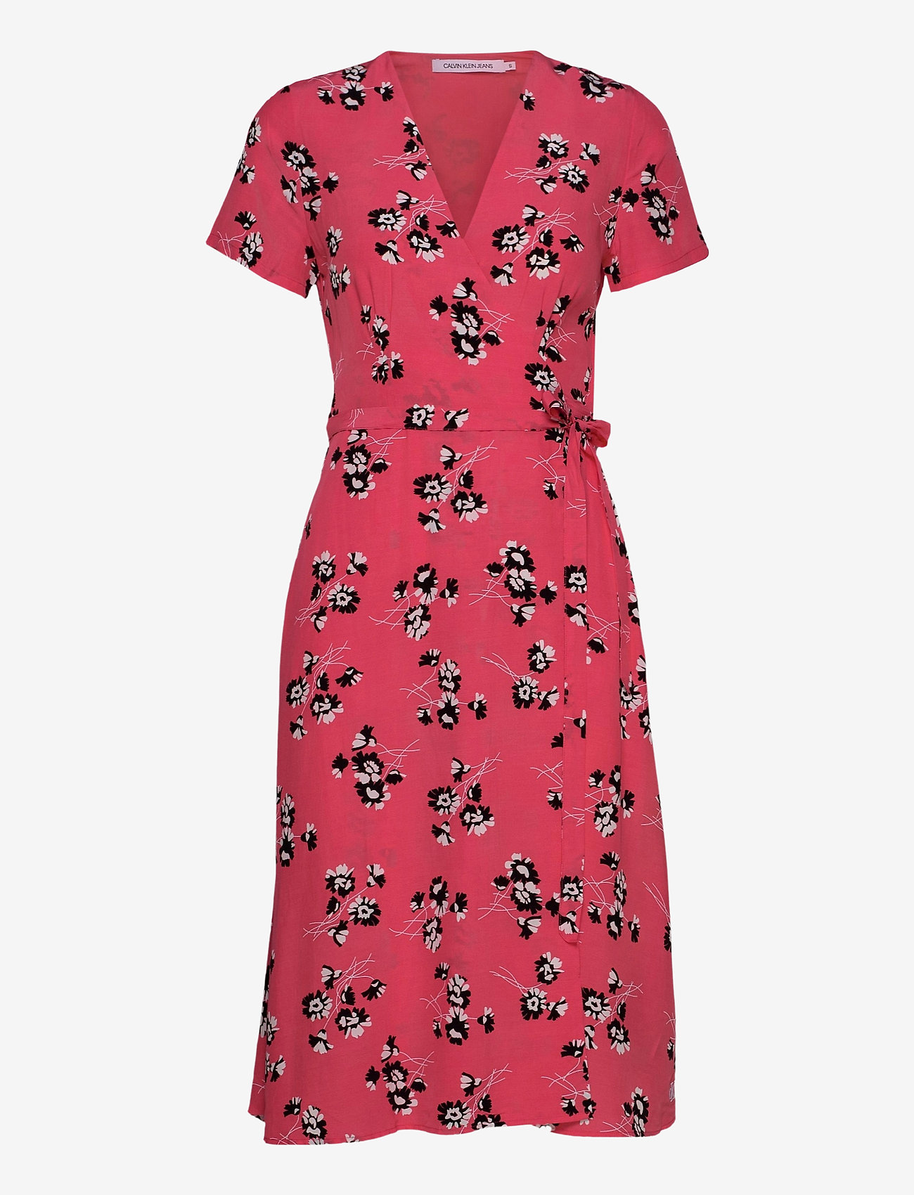 calvin klein red and black floral dress