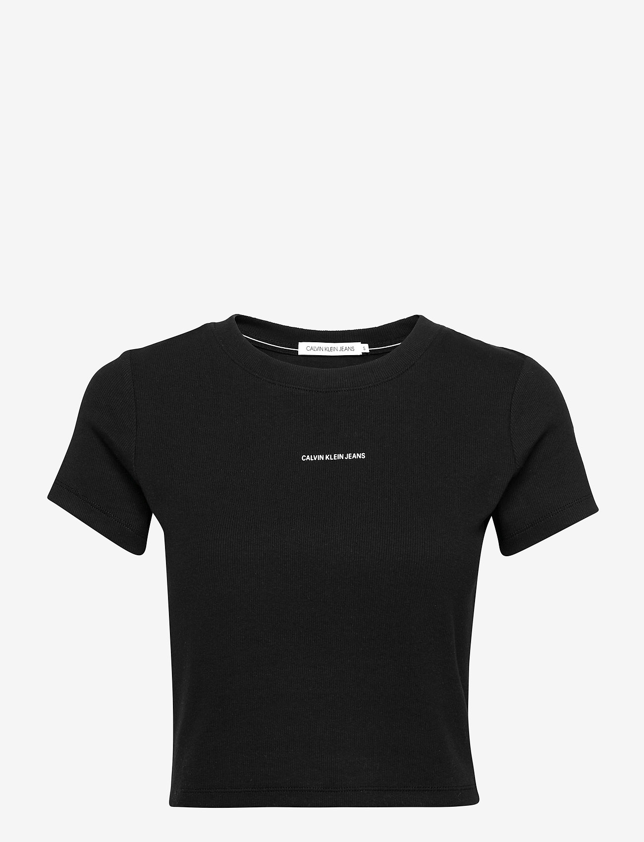 Calvin Klein Jeans Micro Branding Crop Rib Top T shirts Tops 