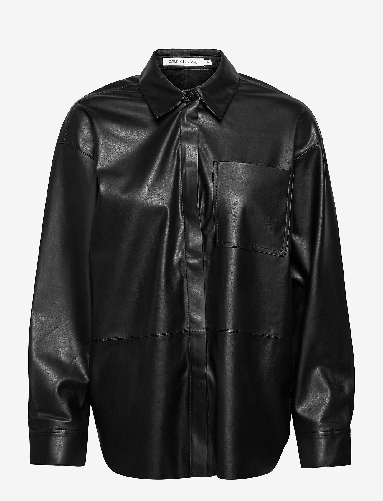 faux leather shirt jacket calvin klein