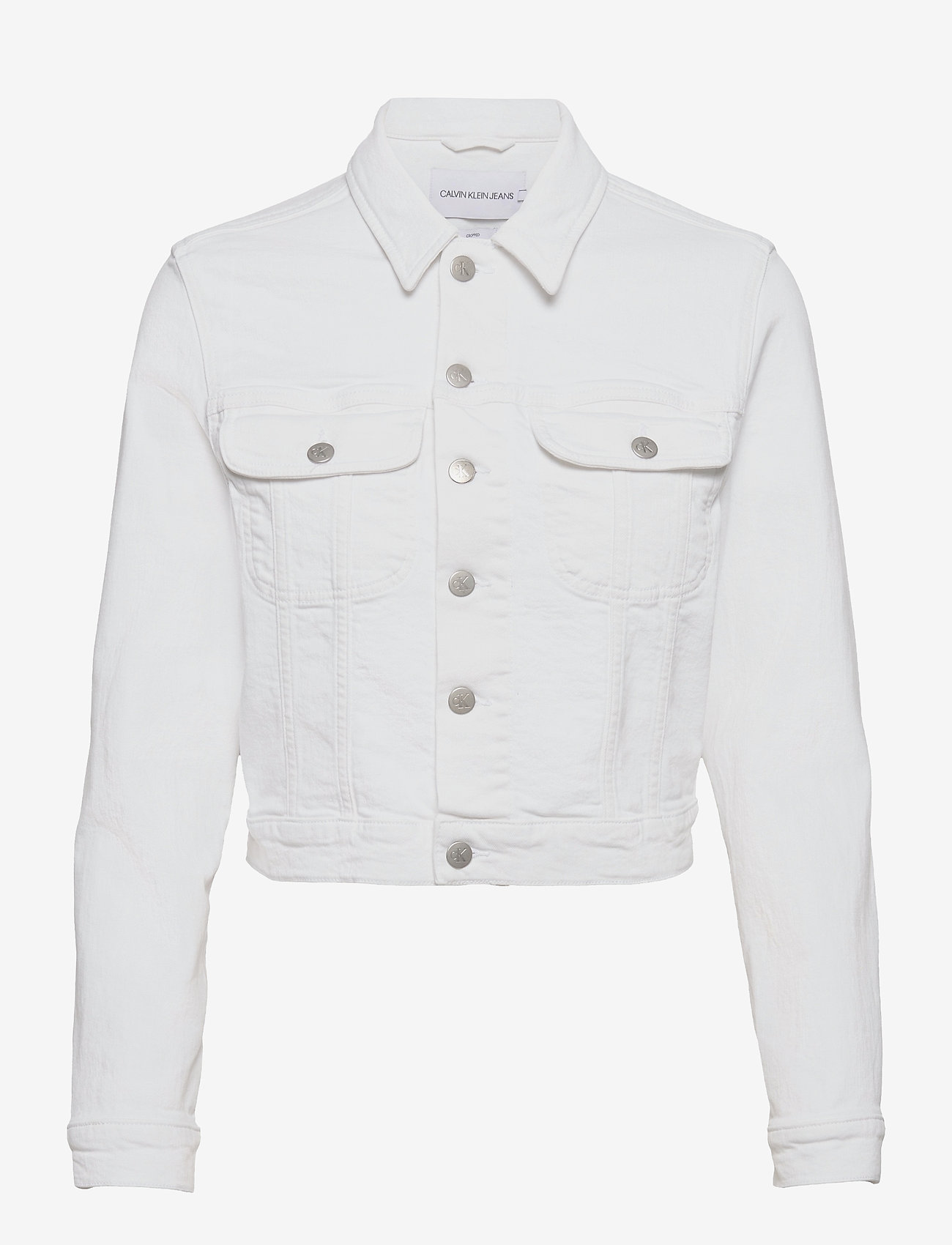 white cropped jacket denim