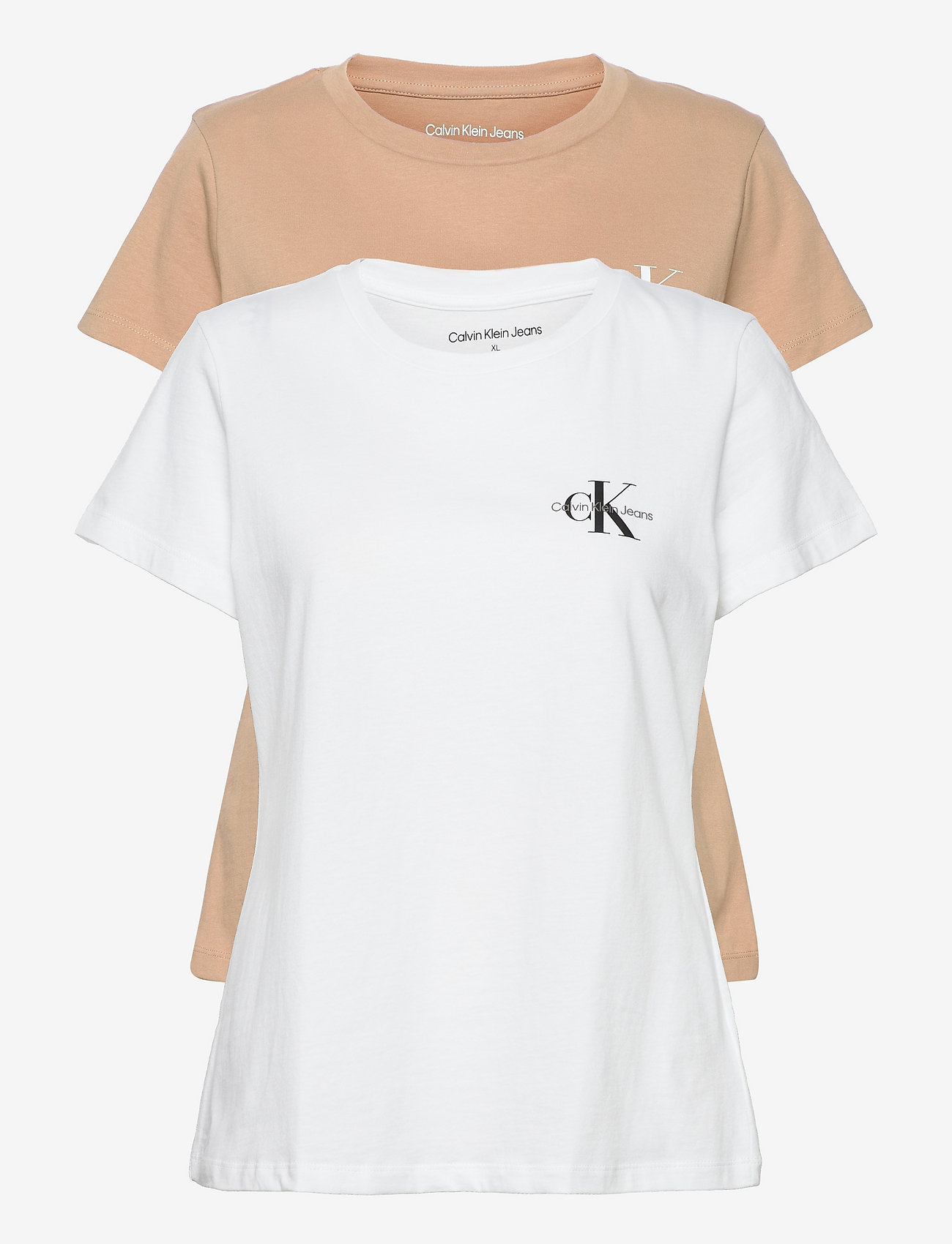 Calvin Klein Jeans - 2-PACK MONOGRAM SLIM TEE - t-shirts - tawny sand/bright white - 0