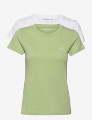 Calvin Klein Jeans - 2-PACK T-SHIRT - t-krekli - jaded green / bright white - 0