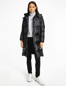 calvin klein jeans mw down shiny long puffer