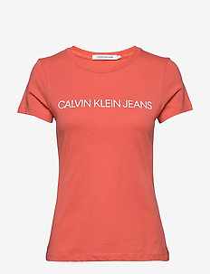 calvin klein jeans ss button v neck fla