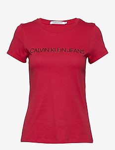 calvin klein jeans ss button v neck fla