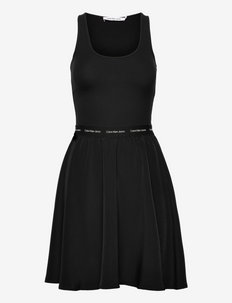 CONTRAST TAPE ELASTIC DRESS - summer dresses - ck black / ck black
