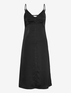 BUTTON THROUGH SLIP DRESS - festkjoler - ck black