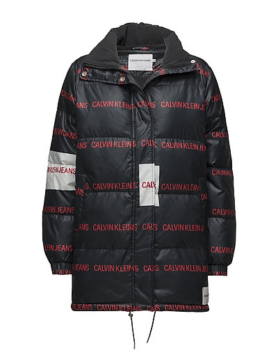 calvin klein jeans multi logo black puffer jacket