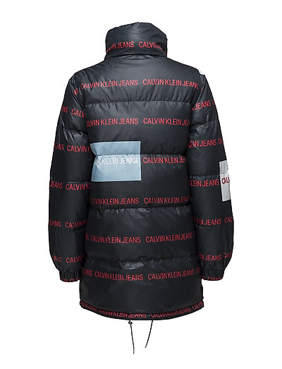 calvin klein jeans multi logo black puffer jacket