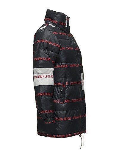 calvin klein jeans multi logo black puffer jacket