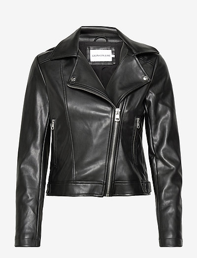 calvin klein faux leather blazer