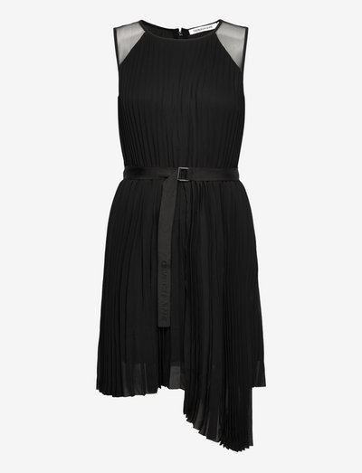 calvin klein black pleated dress