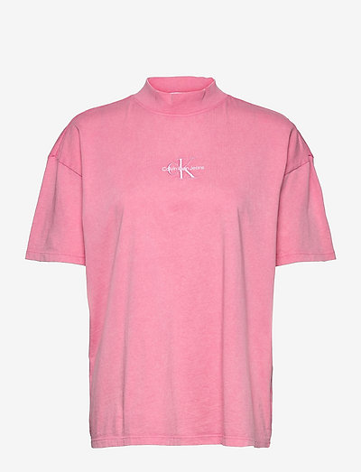 MONOGRAM WASHED BOYFRIEND TEE - t-shirts - lipstick pink