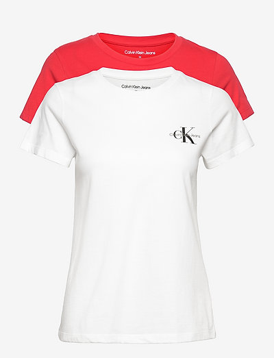 2-PACK MONOGRAM SLIM TEE - t-shirts - strawberry field / bright white