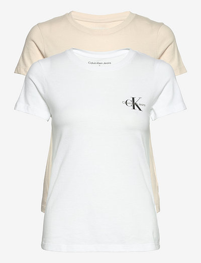 2-PACK MONOGRAM SLIM TEE - t-shirts - bright white/eggshell