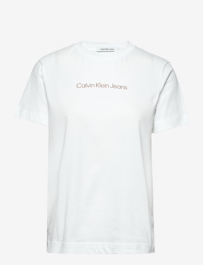 SHRUNKEN INSTITUTIONAL TEE - t-shirts - bright white / perfect taupe