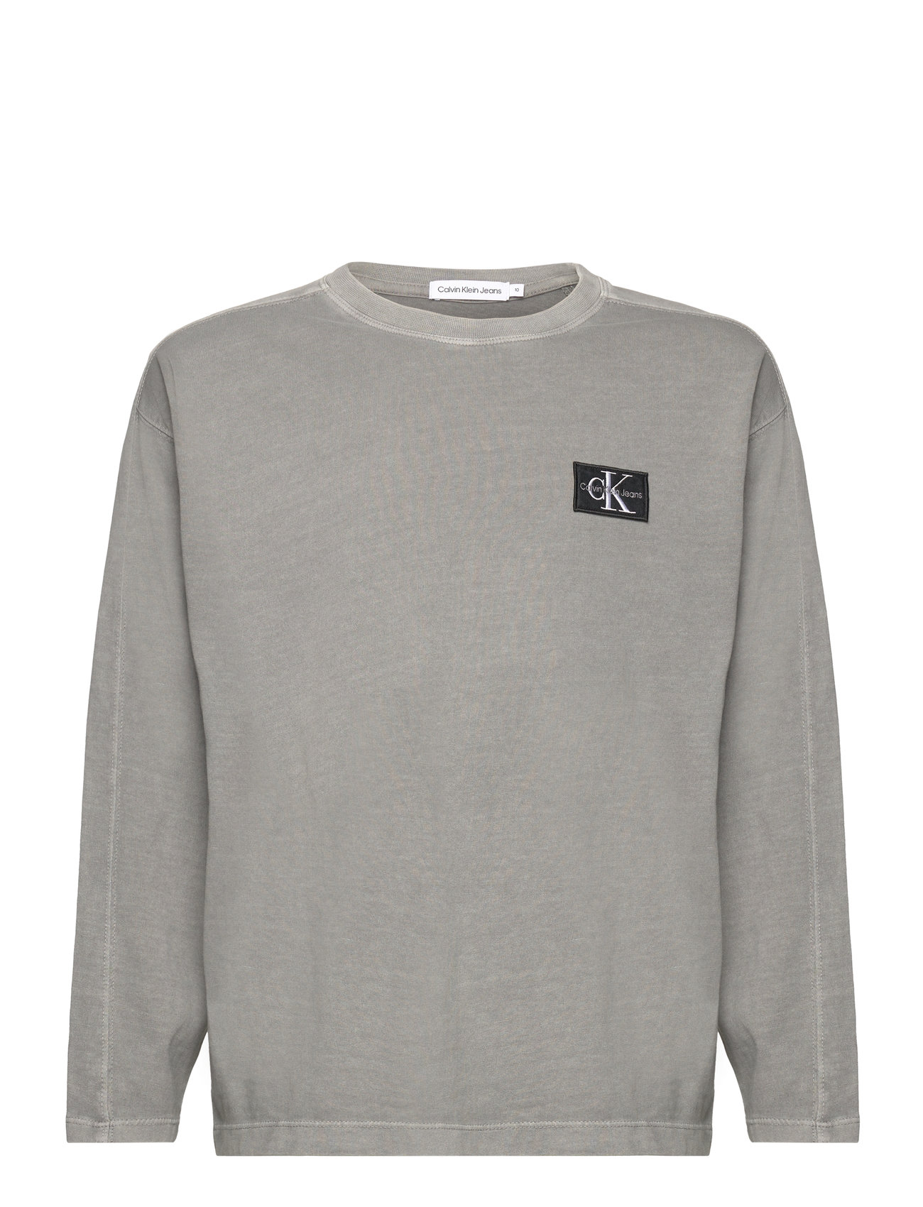 Mineral Dye Badge Ls T-Shirt Tops T-shirts Long-sleeved T-Skjorte Grey Calvin Klein