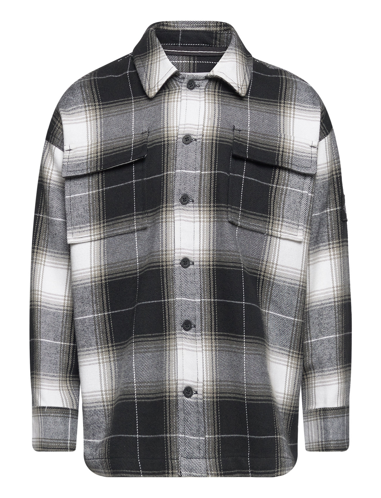 Checked Flannel Overshirt Tops Shirts Long-sleeved Shirts Black Calvin Klein