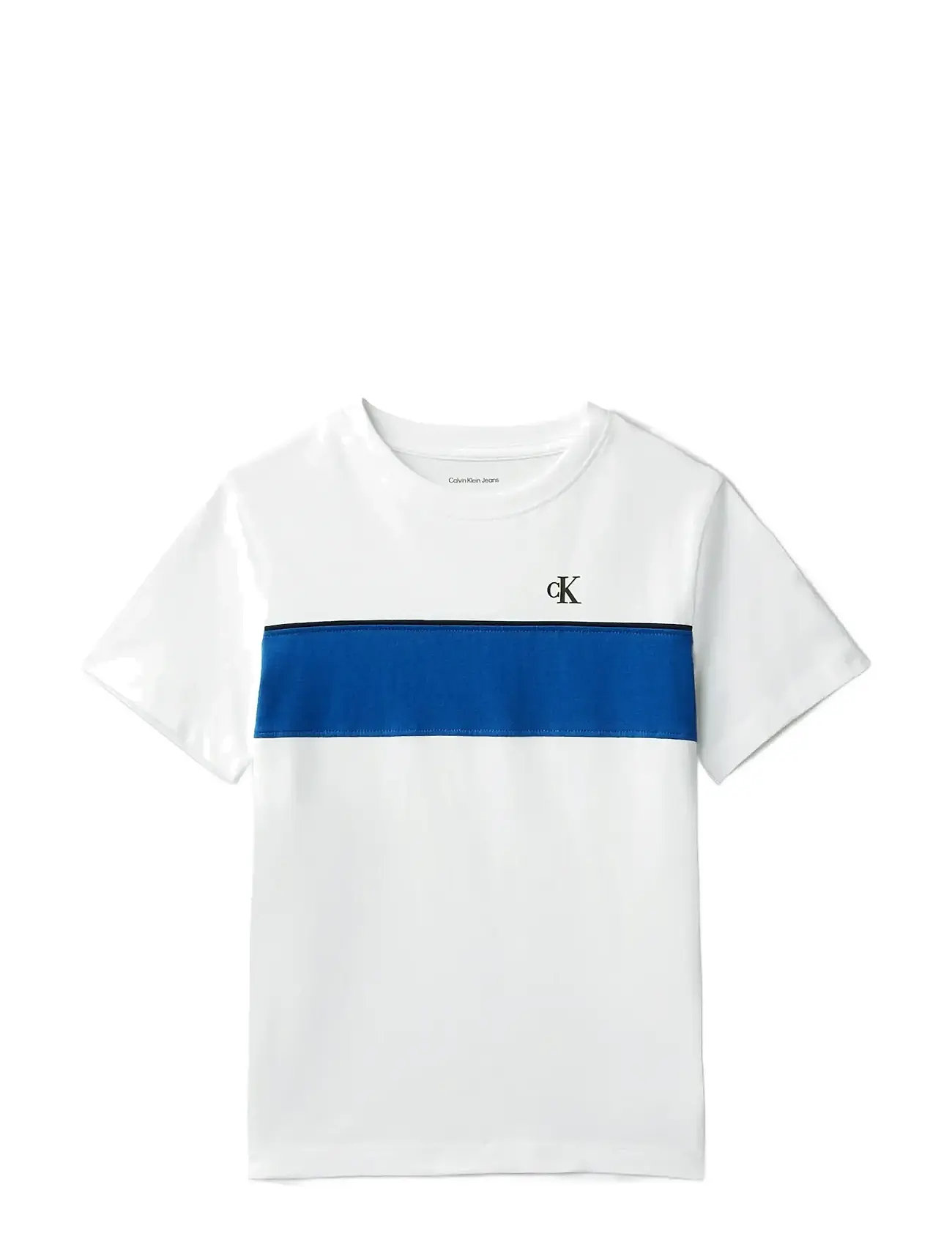 CALVIN KLEIN Panel Colorblock S/S T-Shirt Weiß - 128 - Kinder
