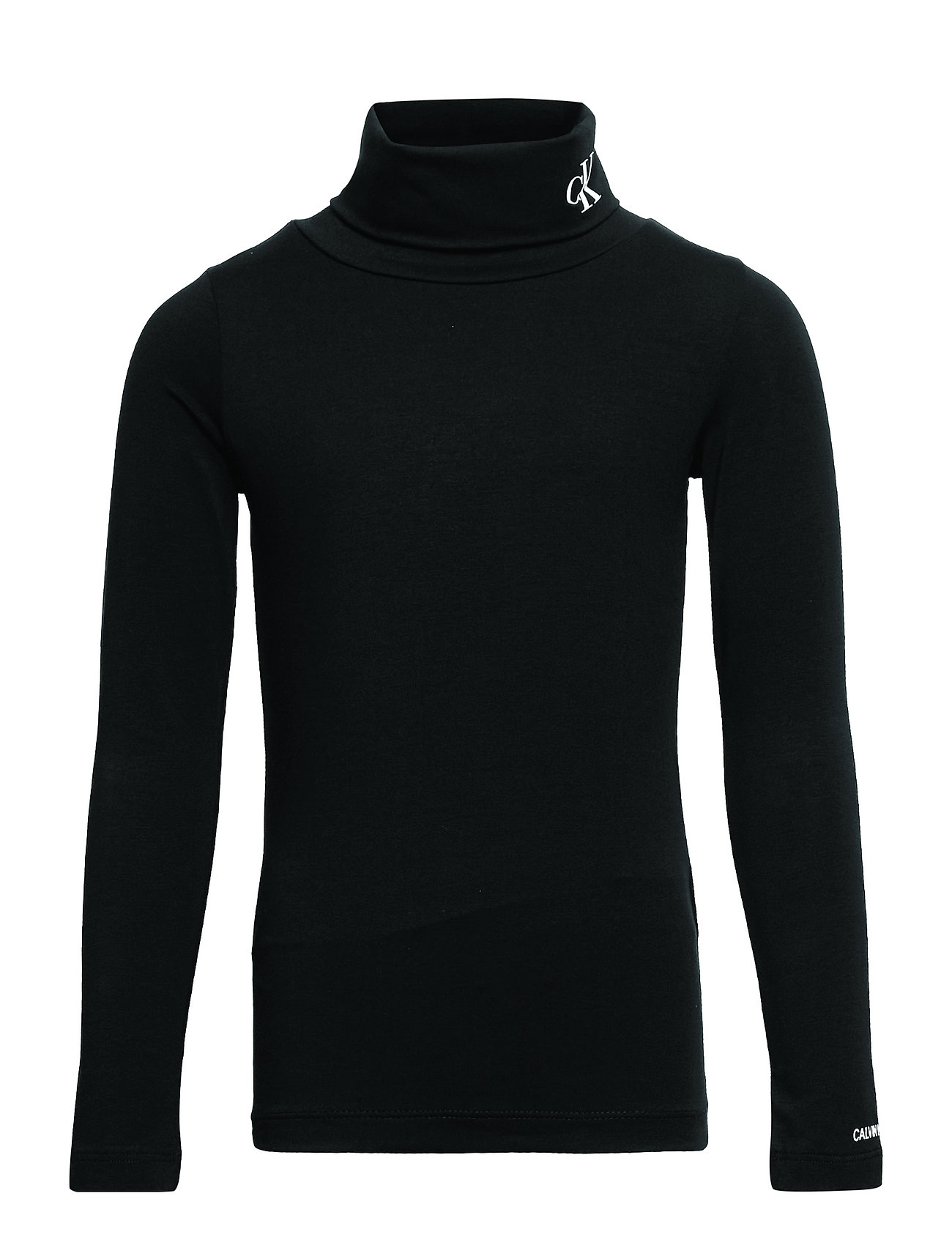 Monogram Ls Roll Neck Top Tops T-shirts Long-sleeved T-Skjorte Black Calvin Klein
