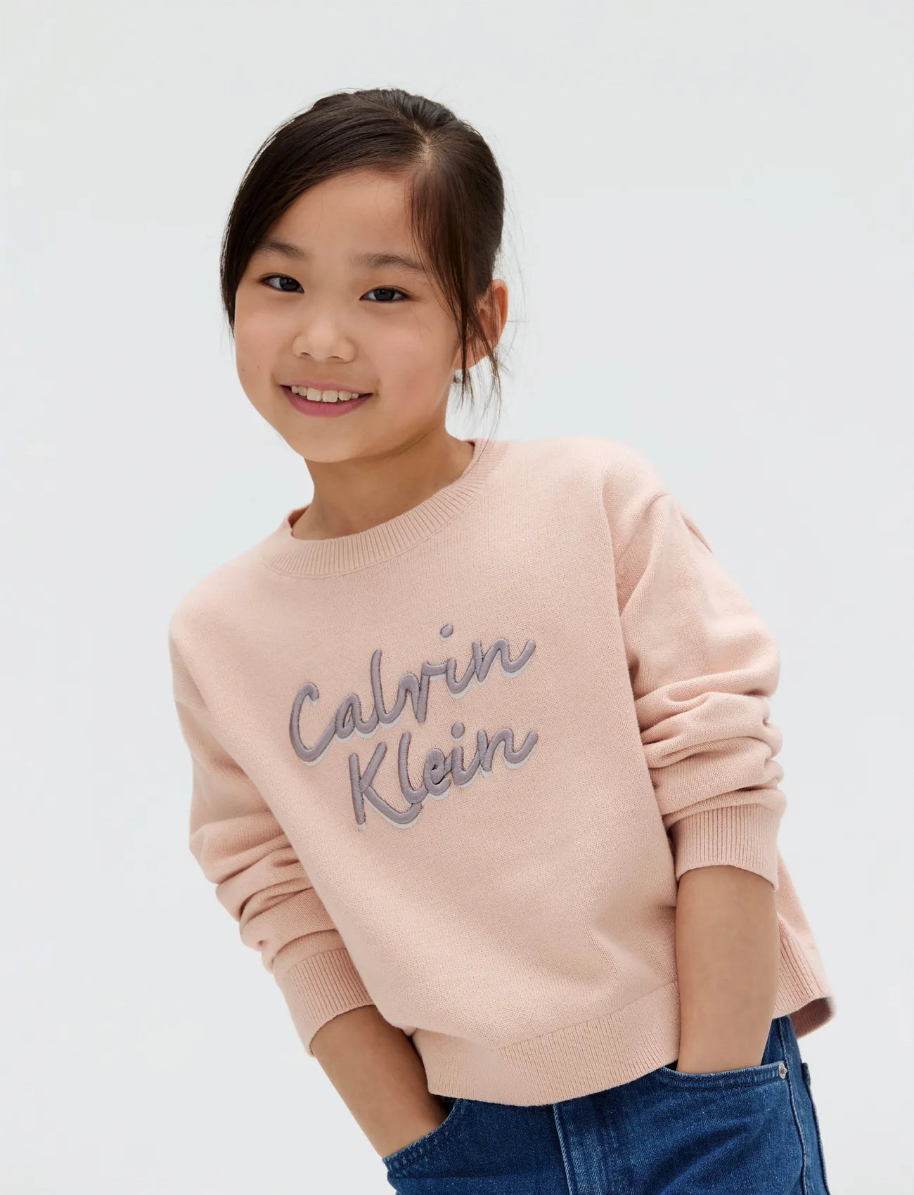 Calvin Klein Logo Metallic Intersia, 140, Pink, T-Shirts > Kortærmede, Børn